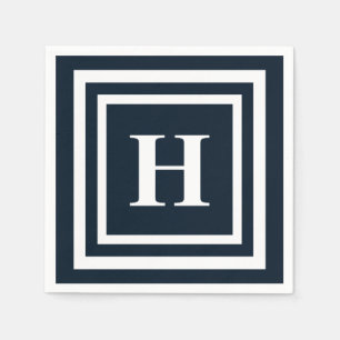 Serviette En Papier Monogramme bleu marine