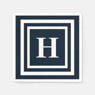 Serviette En Papier Monogramme bleu marine