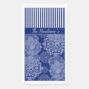 Serviette En Papier Monogramme Boho Moody Blues Mandalas and Stripes
