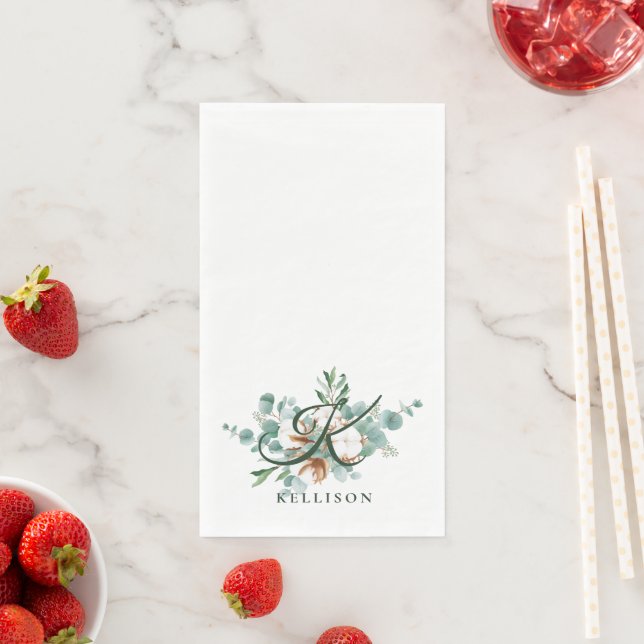 Serviette En Papier Monogramme Botanique Floral Serviettes d'hôtes (En situation)
