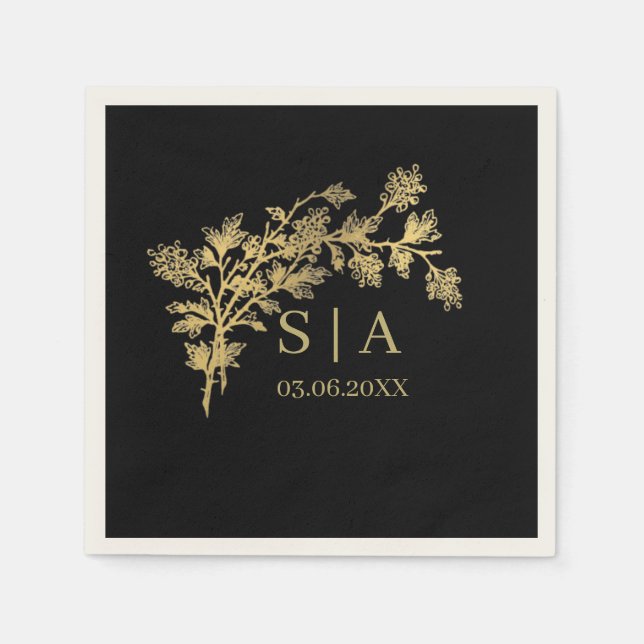 Serviette En Papier Monogramme botanique moderne de luxe en feuille d' (Devant)