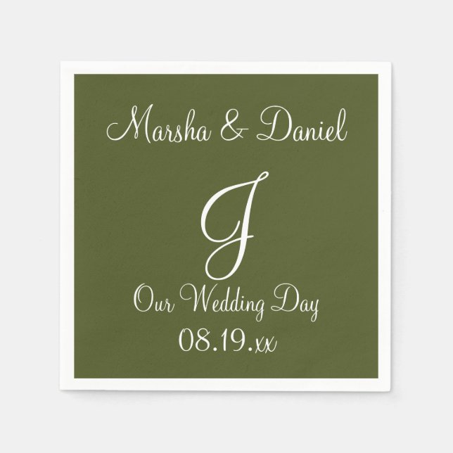 Serviette En Papier Monogramme Camo Vert simple couleur papier Napk (Devant)