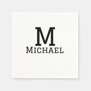 Serviette En Papier Monogramme capital masculin ajouter nom simple cla