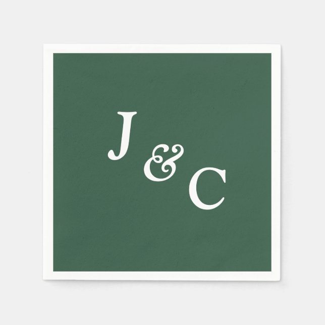 Serviette En Papier Monogramme classique Emerald Green Mariage Napkin (Devant)