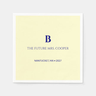 Serviette En Papier Monogramme classique en écriture Navy Blue