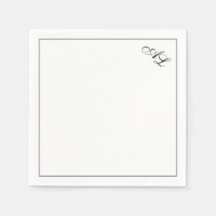 Serviette En Papier Monogramme classique Noir et blanc Mariage traditi