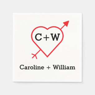 Serviette En Papier Monogramme Coeur Et Flèche