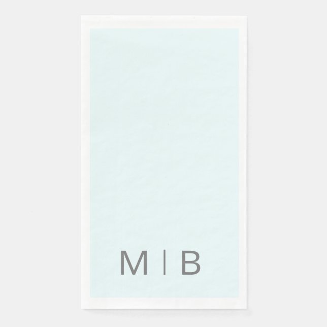 Serviette En Papier Monogramme contemporain Ice Blue Grey Texte (Devant)