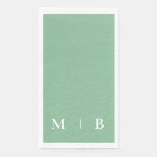 Serviette En Papier Monogramme contemporain Mariage vert d'été