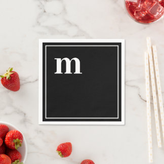 Serviette En Papier Monogramme Coque inférieur en gras tendance noir e