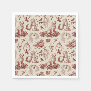 Serviette En Papier Monogramme d'animal de Noël A Golden Retriever