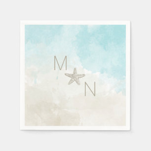 Serviette En Papier monogramme d'aquarelle de poisson étoilé