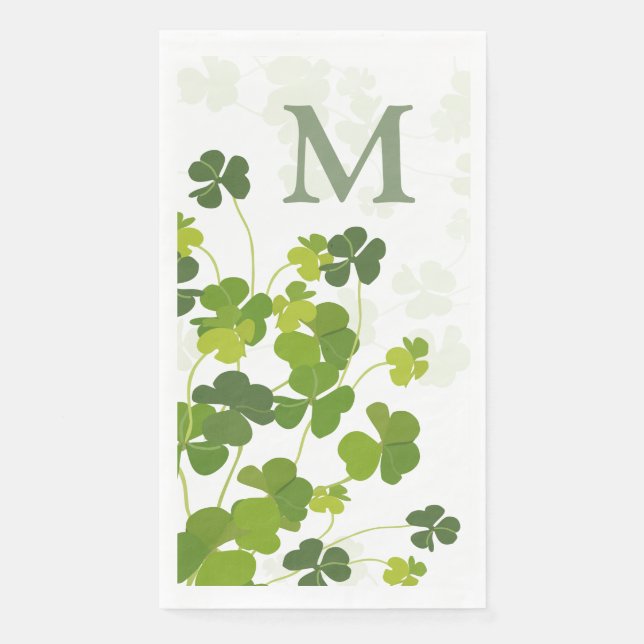 Serviette En Papier Monogramme de bouquet Shamrock vert (Devant)