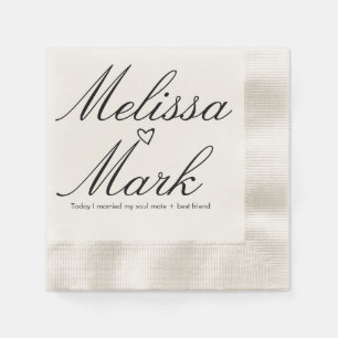 Serviette En Papier Monogramme de citation dessinée à la main pour mar