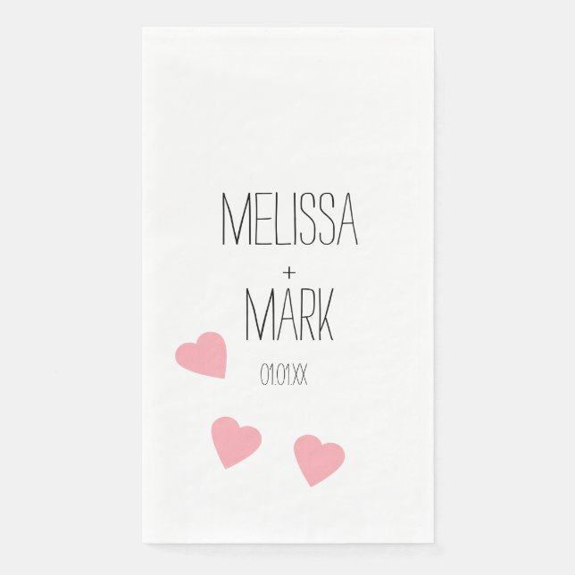 Serviette En Papier Monogramme de coeurs flottants roses (Devant)