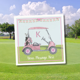 Serviette En Papier Monogramme de golf rose pour l'anniversaire des fe