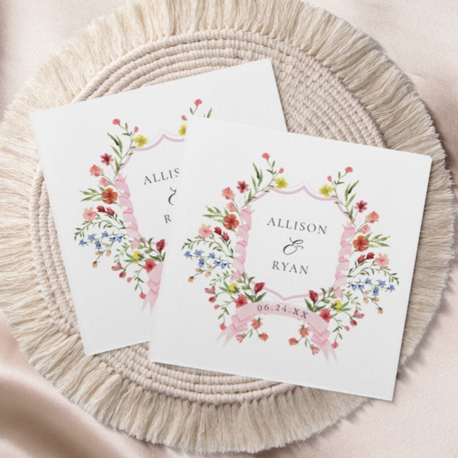 Serviette En Papier Monogramme de la crête de mariage du jardin lunair (Créateur téléchargé)