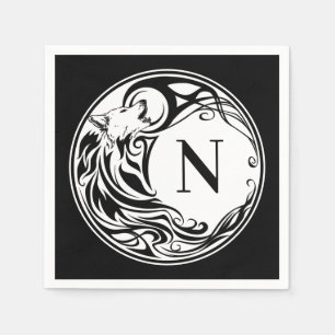 Serviette En Papier Monogramme de loup tribal