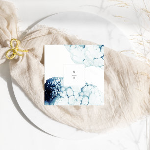 Serviette En Papier Monogramme de mariage bleu de destination nautique