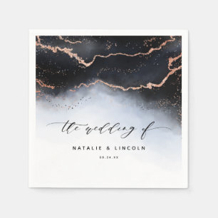 Serviette En Papier Monogramme de Mariage bleu Dusty