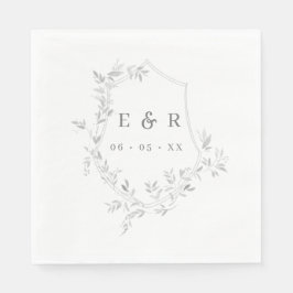 Serviette En Papier Monogramme de mariage classique à feuilles