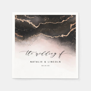 Serviette En Papier Monogramme de Mariage rose pâle d'ombre éthéré