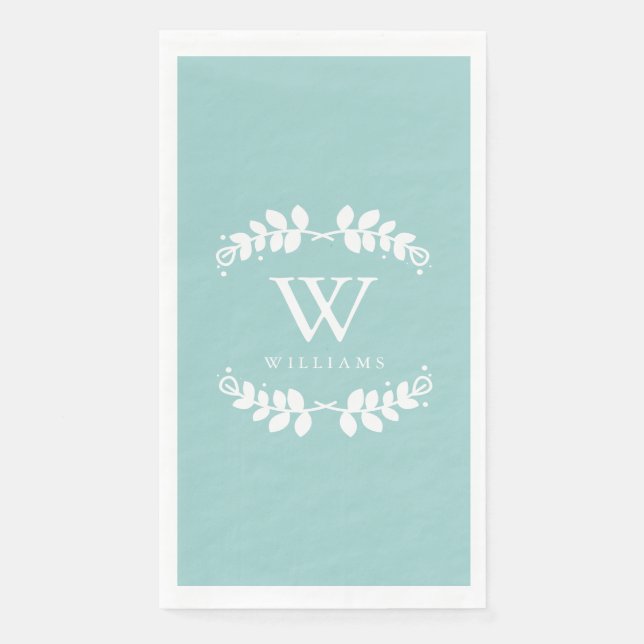 Serviette En Papier Monogramme de menthe moderne (Devant)