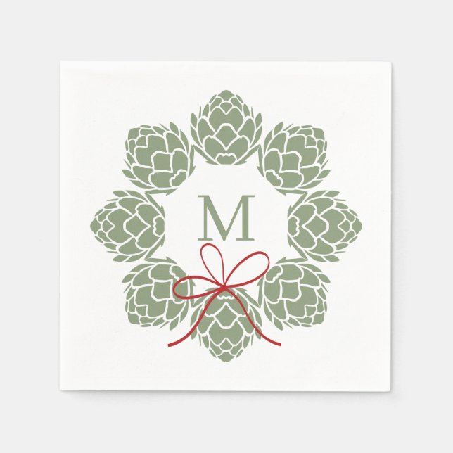 Serviette En Papier Monogramme de Noël Beer Hops (Devant)