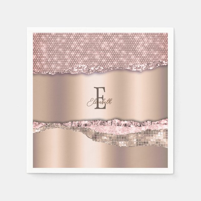 Serviette En Papier Monogramme de Parties scintillant Gold Diamonds Ro (Devant)