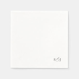 Serviette En Papier Monogramme de script élégant minimal