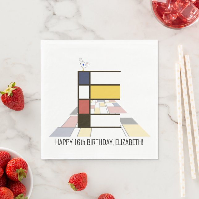 Serviette En Papier Monogramme de style néoplasticisme frappant. Lettr (En situation)