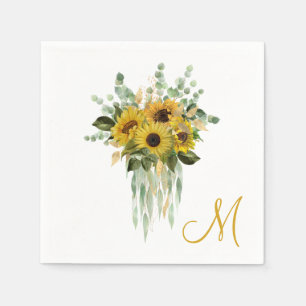 Serviette En Papier Monogramme de tournesol
