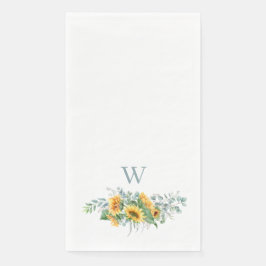 Serviette En Papier Monogramme de tournesol d'aquarelle