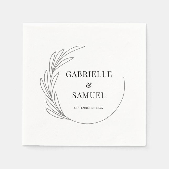 Serviette En Papier Monogramme demi-couronne minimum Mariage mariée et (Devant)