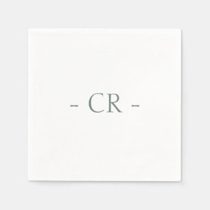 Serviette En Papier Monogramme des initiaux de couple vert de taille s