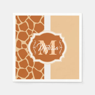 Serviette En Papier Monogramme d'impression de girafe