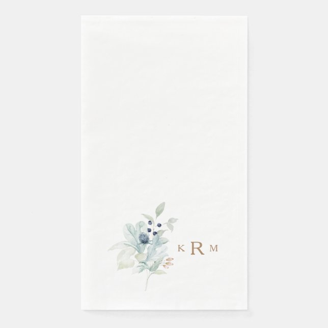 Serviette En Papier Monogramme d'or de l'aquarelle (Devant)