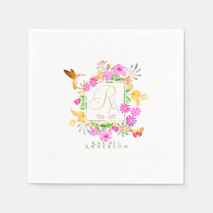 Serviette En Papier Monogramme du jardin floral