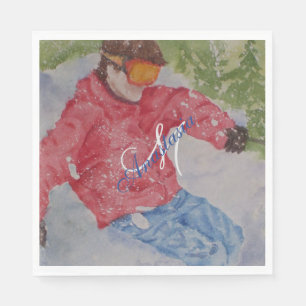 SERVIETTE EN PAPIER MONOGRAMME DU PARTI SKI DE LA COLLINE