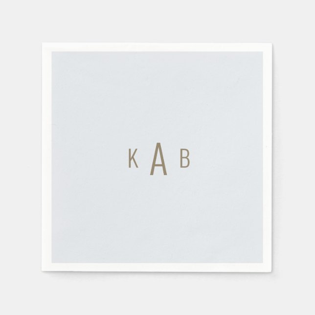 Serviette En Papier Monogramme Dusty Blue Mariage Cocktail (Devant)
