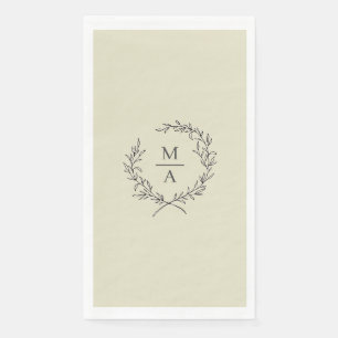 Serviette En Papier Monogramme élégant beige neutre Couronne de laurie
