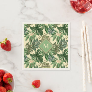 Serviette En Papier Monogramme Feuille de palme tropicale
