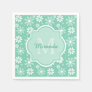 Serviette En Papier Monogramme Fille Monnaie Fleurs de marais blancs a