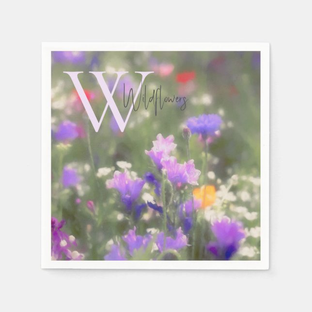Serviette En Papier Monogramme fleur sauvage (Devant)