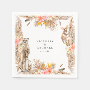 Serviette En Papier Monogramme floral boho safari africain
