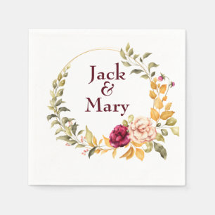 Serviette En Papier Monogramme floral de Bourgogne