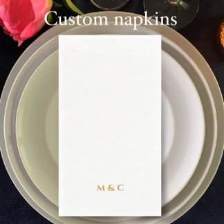 Serviette En Papier Monogramme Gold 50e fête du Mariage