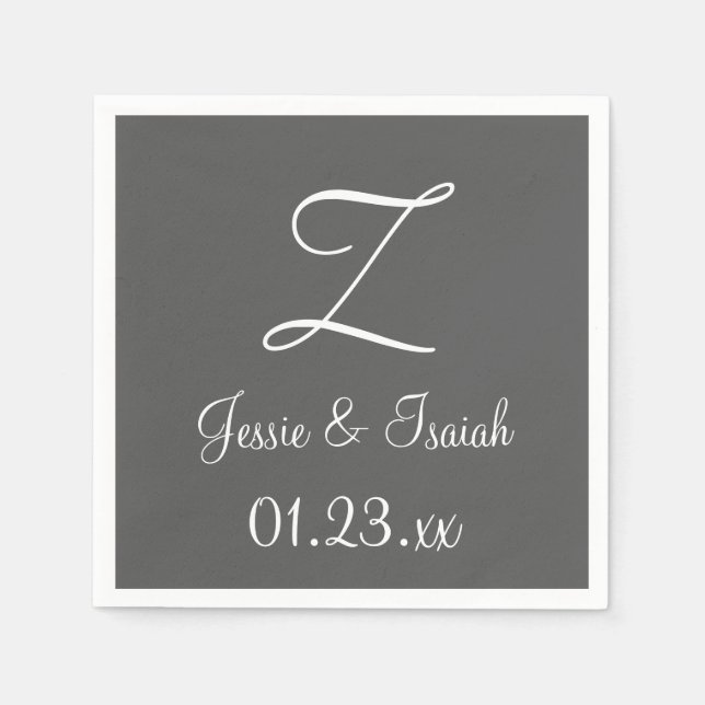 Serviette En Papier Monogramme Granite Gris Papier couleur simple Napk (Devant)