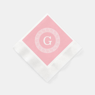 Serviette En Papier Monogramme initial du cadre de ligne de clé de clé