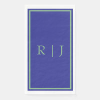 Monogramme Initial Vert Sauge Bleu Marine Mariage